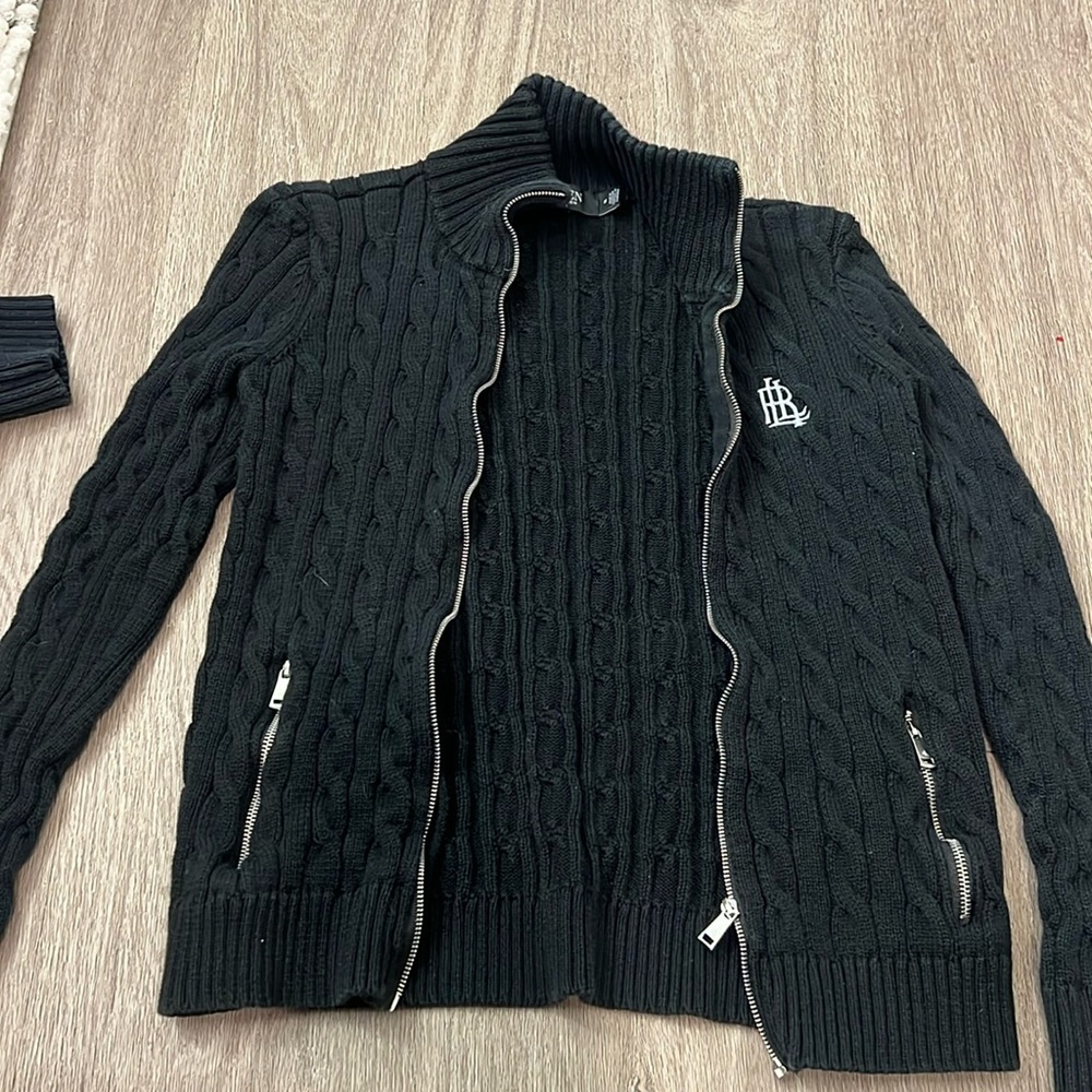Ralph Lauren | black zip up knit sweater